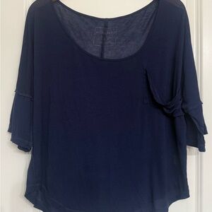 Free People Navy Light Weight Shirt